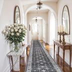 Hallway Washable Runner Rug - 3x20 Kitchen Rugs Entryway Rug Long Runner Vintage Soft Floor Mat Non Slip Indoor Farmhouse Carpet for Bathroom Living Room Bedroom (3 X 20, Black)
