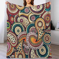 Indian Boho Throw Blanket Mandala Design Colorful Bohemian Floral Paisley Blanket for Sofa Bed Couch Chair Or Dorm 60"x80"
