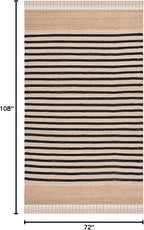 SAFAVIEH Natural Fiber Collection Area Rug - 6' x 9', Natural & Black, Handmade Jute, Ideal for The Living Room, Bedroom, Dining Room (NFB325Z-6)