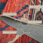 Area Rug 4x4 Rug Machine Washable Non-Slip Low Pile Print Pattern Western Rug for Living Room Bedroom Entryway Tribal Series -Red/Orange
