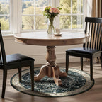 Dark Round Rugs 4ft for Entryway, Low Pile Thin Washable Small Circle Rug for Bedroom Living Room Non Slip, Tranditional Medallion Round Carpet for Kitchen Dining Room, Midnight/Multi