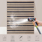 Tangsoo Stripe Easy Jute Rug,Ultra Thin 2x3 Outdoor Rug for Entryway,Non-Slip Washable Small Rug Modern Front Door Mat Throw Carpet for Kitchen Bedroom Porch Doorway