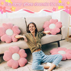 10 Pcs Cute Flower Pillow 15.75 Inch Flower Plush Throw Pillow Aesthetic Decorative Seating Cushion for Spring Back to School First Day of School Sofa Couch Bed Decor (Monochrome,Deep Pink)