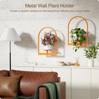 Orange Metal Wall Plant Holder - 3-Pack Wall Mounted Plant Stands and Hanging Holders for Indoor Planter and Flower Pot - Arch Decor Shelf for Plant Storage (Pot Not Included)