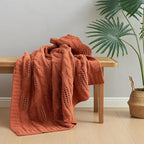 Amélie Home Chunky Knit Throw Blanket, Dual-Sided Soft Chenille Breathable Cable Knitted Blanket for Couch, Farmhouse Decorative Throw for Sofa & Chair, 60"x80", Burnt Orange