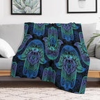 Boho Hamsa Throw Blanket Fatima Hand Bohemian Retro Mandala Blanket for Sofa Bed Couch Chair Or Dorm 40"x50"