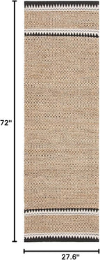 SAFAVIEH Natural Fiber Collection Runner Rug - 2'3" x 6', Natural & Black, Handmade Farmhouse Boho Coastal Rustic Jute, Ideal for High Traffic Areas in Living Room, Bedroom (NF874B)