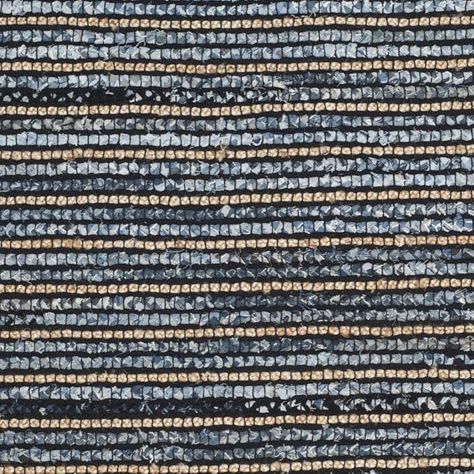 SAFAVIEH Cape Cod Collection Accent Rug - 4' x 6', Blue & Natural, Handmade Flat Weave Braided Jute & Cotton, Ideal for High Traffic Areas in Entryway, Living Room, Bedroom (CAP363A)