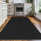 KOZYFLY Washable Area Rug 4x6 ft Non Slip Rubber Backed Living Room Rugs Braided Woven Cotton Kitchen Rugs Indoor Entryway Rug Floor Carpet for Dining Living Room Bedroom, Black/Dark Grey