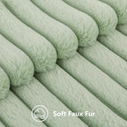 decorUhome Summer Cozy Faux Fur Throw Pillow Covers 20x20 Set of 2 Decorative Soft Plush Striped Modern Farmhouse Boho Couch Pillow Cases with Velvet Back for Sofa Bed Living Room, Sage Green