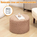 Round Pouf Ottoman 20 x 20 x 14 Inches Boho Poof Home Decor Floor Pouffe Ottoman Foot Rest for Couch Sofa Bean Bag Chairs Living Room Bedroom (Coffee)