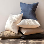 Foindtower Set of 2 Decorative Linen Check Throw Pillow Covers Neutral Farmhouse Vintage Cushion Covers Modern Boho Home Decor for Sofa Chair Couch Bedroom Living Room,18×18 Inch,Charcoal