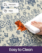 DEXI Kitchen Mats for Floor Cushioned, 23x59 Extra Large Wide Runner Rug Non Slip, Waterproof Soft Comfort Standing Padded Anti Fatigue Decorative, Blue White
