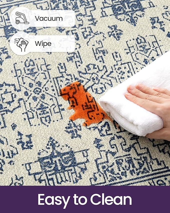 DEXI Kitchen Mats for Floor Cushioned, 23x59 Extra Large Wide Runner Rug Non Slip, Waterproof Soft Comfort Standing Padded Anti Fatigue Decorative, Blue White