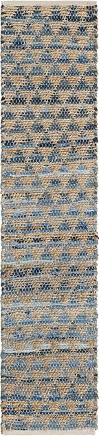 Unique Loom Chindi Jute Collection Area Rug (1' 2" x 6' 1" Table Runner, Navy Blue/ Natural)