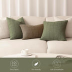 Foindtower Set of 2 Decorative Linen Check Throw Pillow Covers Neutral Farmhouse Vintage Cushion Covers Modern Boho Home Decor for Sofa Chair Couch Bedroom Living Room,20×20 Inch,Sage Green