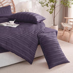 JELLYMONI Pillowcases King Size Purple 2 Pack Boho Striped Bed Pillow Covers 20x36in Polyester Envelope Pillow Shams Tufted Bohemian Textured (Pillows are not Included)