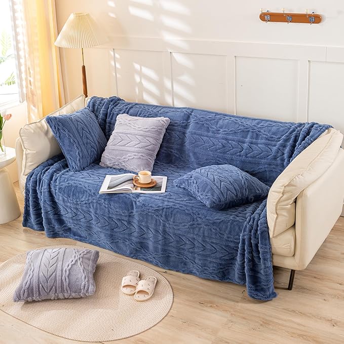 YUSOKI Twin XL Blanket Single Layer,Weight(3.1lb),370GMS-3D Stylish Design for Gift Home Decor (Washed Blue,65"x90")