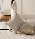 Pack of 4 Oversized Faux Leather Neutral Decorative Throw Pillow Covers 28x28 inch, Soft Modern Boho Luxury Waterproof Floor Cushion Cases, for Outdoor Lounge Sofa Couch Bed Home Deco