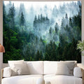 Atrippy Misty Forest Tapestry for Bedroom, Nature Mist Foggy Landscape Wall Tapestry Hanging, Green Trees Wall Art Vintage Retro Room Decor for Living Room College Dorm 51x60 Inches