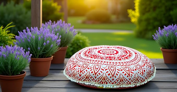 ICC 32" Large Round seat Floor Cushion Chair Ottoman Cover Pouf Pillow Meditation Floor Cushions for Adults Seating pouffe Ottoman Throw Covers Craft Room Furniture for Sitting Cover Fire