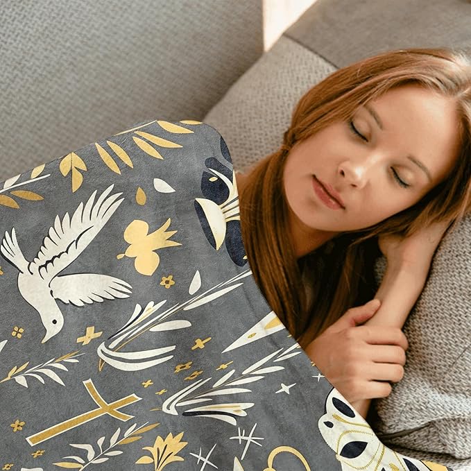 Peaceful Faith Throw Blanket - 60x80in,Ultra Soft, Cozy Lightweight Flannel,Cross, Dove & Bible Blankets - Christian Gifts for Women & Religious Lovers,for Couch Home Living Room Decor