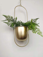 Boho gold Metal Plant Hanger,Metal Wall and Ceiling Hanging Planter, Modern Planter, Mid Century Flower Pot Plant Holder, Minimalist Planter for Indoor Outdoor Home Decor