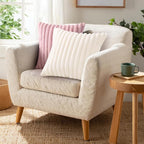 Pallene Faux Fur Plush Spring Throw Pillow Covers 18x18 Set of 2, Luxury Soft Fluffy Striped Decorative Pillow Covers for Sofa, Couch, Living Room, Cream White