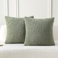 FUTEI Sage Green Throw Pillow Covers 26x26 Inch Set of 2,Furry Faux Fur Teddy Boucle Textured Cushion Covers,Soft Fluffy Decorative Euro Pillow Shams,Home Decor for Couch Bed Living Room Office Car