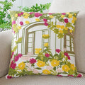 vctops Spring Embroidered Decorative Throw Pillow Cover Summer Floral Square Pillow Cases Garden Cotton Cushion Cover for Couch Sofa Bed (Flower C,18"x18")