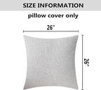 Home Brilliant Decoration Lined Linen Decorative Euro Shams Throw Pillow Cushion Cover for Couch, 26x26 inch(66cm), Light Grey