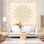 Apdidl Boho Mandala Floral Wall Tapestry for Bedroom Aesthetic, Bohemian Cute Flower Hippie Indian Beige Wall Hanging Blanket, Medallion Art Decor Tapestries for Teen Girls Living Room Dorm 51" X 60"
