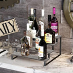 YINMIT Wooden Display Riser Stand, Tiered Perfume and Cologne Organizer Stand, 4 Tier Spice Rack Organizer, Rustic Display Shelf for Candles (4 Tier,Grey)