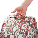 Magpie Fabrics Indoor/Outdoor Inflatable Stool Ottoman Pouf, Water Repellent Round Footrest Footstool with Foot Pump D20 xH9, Portable for Patio Garden Travel Camping or Home, Floral Red Orange