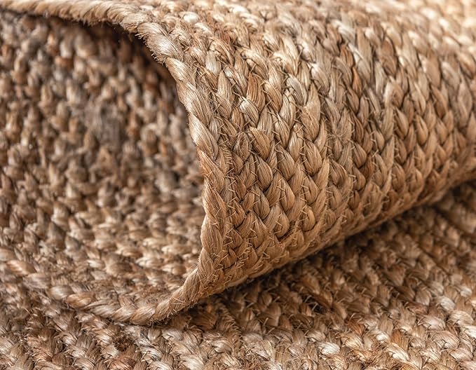 Unique Loom Braided Jute Collection Area Rug - Dhaka (10' Square, Natural)