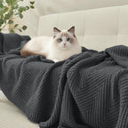 Knitted Throw Blanket 50"X60", Dark Grey Knit Throws for Bed, Super Soft Boho Chevron Blankets for Couch Sofa Chair Room Decor, Textured Decorative Farmhouse Cozy Lightweight