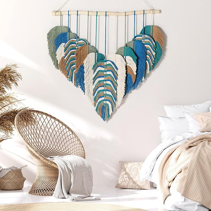 Amestrina Boho Tapestry for Bedroom, Boho Wall Decor for Bedroom, Large Wall Art for Living Room, Macrame Wall Hanging，Wall Tapestry for Living Room (Green)
