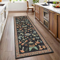 Mushroom 2x6 Runner Rug for Hallway Washable Kitchen Rugs Non Slip Low-Pile Whimsical Cottage Core Insect Bug Butterfly Funky Decor for Entryway Bathroom Bedroom Black Brown