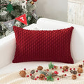 Kevin Textile Valentines 12x24 Inch Pillow Cover 1 Pack Boho Decorative Soft Striped Corduroy Lumbar Farmhouse Color Accent Rectangle Cushion Case for Living Room Couch Sofa Bed, Burgundy