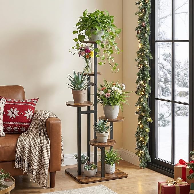5 Tier Plant Stand Indoor, Tiered Plant Stands for Indoor Plants Multiple, Corner Flower Stand for Living Room, Multi-Layer Vintage Design Plant Shelf
