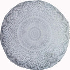 Large Round seat Floor Cushion Chair Ottoman Cover Pouf Pillow Meditation Floor Cushions for Adults Seating pouffe Ottoman Throw Covers Craft Room Furniture for Sitting Cover (Silver, 24" Round)