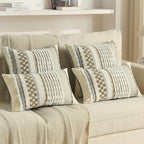 FUTEI Brown Grey Accent Throw Pillow Covers Set of 2, 12x20 Inch Plush Tufted Striped Textured Decorative Pillow Cases for Farmhouse Boho Couch Decor