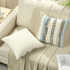 FUTEI Navy Brown Decorative Throw Pillow Covers 18x18 Inch Set of 2, Soft Tufted Striped Textured Accent Cushion Case,Boho Pillows for Couch Decor