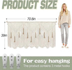 Extra Large Macrame Wall Hanging 70.8" × 39" Boho Tapestry Woven Decor- Cotton Tassel Curtain Beige Chic Bohemian Wall Art for Home Living Room Bedroom Dorm Wedding (Includes Rod)