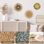 7Pack Boho Wall Basket Set Hanging Woven Wall Basket Decor Rattan Flat Round Wicker Wall Art Set Round Wall Art for Living Room Kitchen Office Bathroom Dining Room (Style 5)