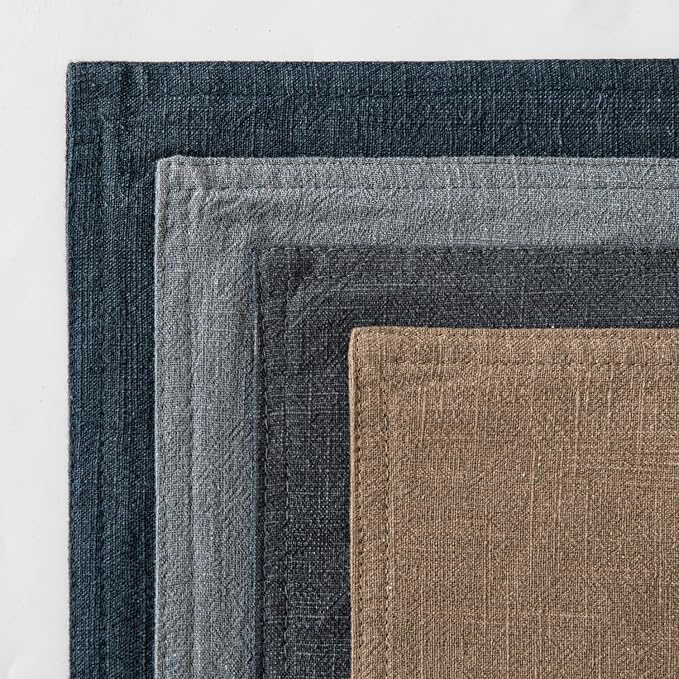 MIULEE Neutral Navy Linen Pillow Covers Pack of 4 Decorative Natural Throw Pillow Covers Soft Accent Boho Farmhouse Couch Pillowcases Coastal Home Decor for Living Room Bed Sofa 18x18 Inch