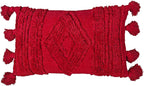 Boho Neutral Textured Throw Pillow Cover Tufted Decorative Pillowcase Nursery Cushion Cover cojin decorativo (Holiday Red)