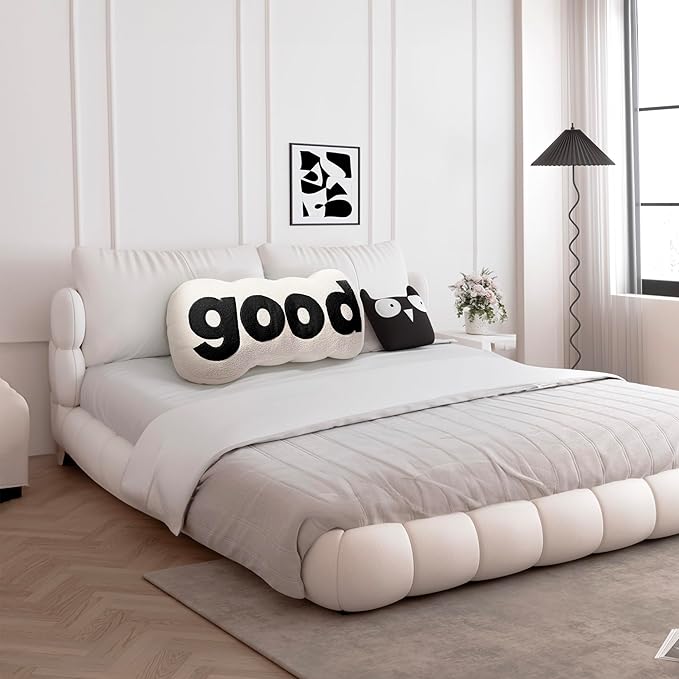 Johnear Headboard Pillow White Plush Reading Back Support for Bed Sitting Up Adult Daybed Sofa College Dorm Bed Headboard Backrest Cushion Bolster Throw Body Pillow Twin