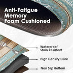 Arttown Teal Farmhouse Anti-Fatigue Kitchen Rug Set of 2 Brown Knife Fork Rustic Vintage Cushioned Floor Standing Mat Waterproof Non-Slip Kitchen Mat and PVC Ergonomic Comfort Foam Rug