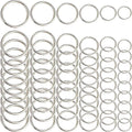60Pcs Metal Rings,BetterJonny 6 Sizes Macrame Hoops Ring Silver Craft Hoops Thick Plant Hangers Dog Collars Metal O Rings for Home Decorations DIY Crafts and Wall Hanging Crafts